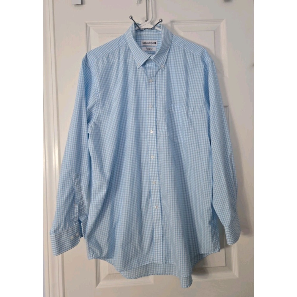 Saddlebred‎ Men's Size Large 16 1/2 (32-33)  Long Sleeve Button-Down Shirt Blue